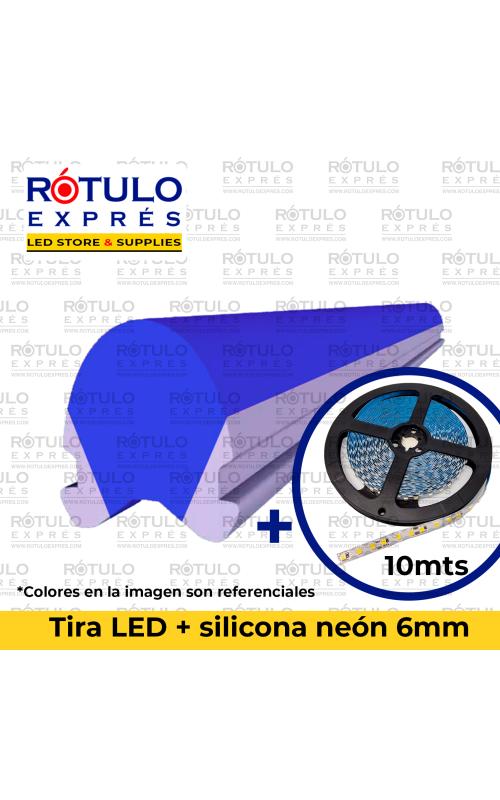 Tira LED Azul + silicona 6mm